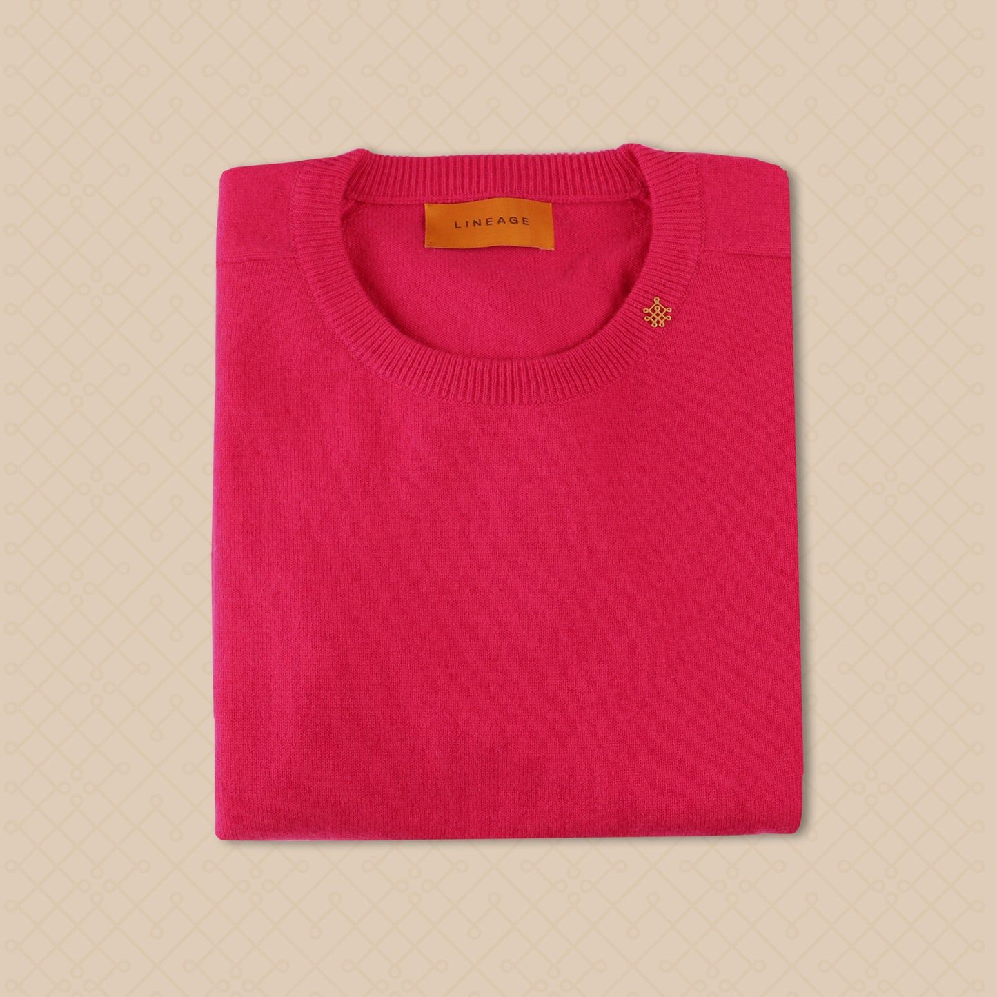 THE ANNELISE | Crew Cashmere Sweater - Lipstick Pink