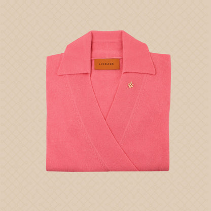 THE ELLE | Collared Wrap Cashmere Sweater | Malibu Pink