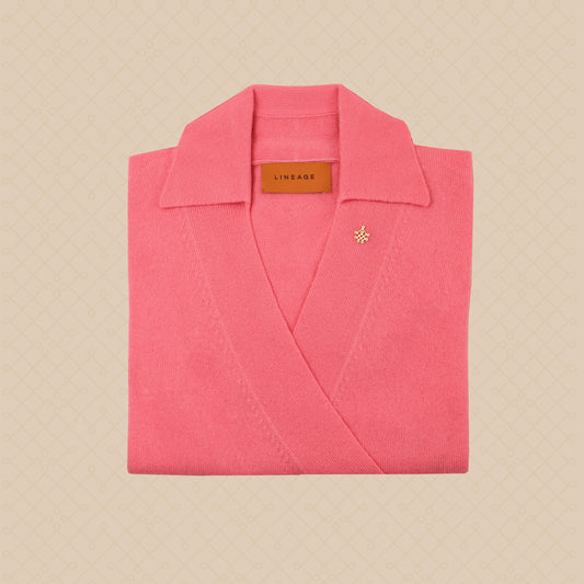 THE ELLE | Collared Wrap Cashmere Sweater | Malibu Pink