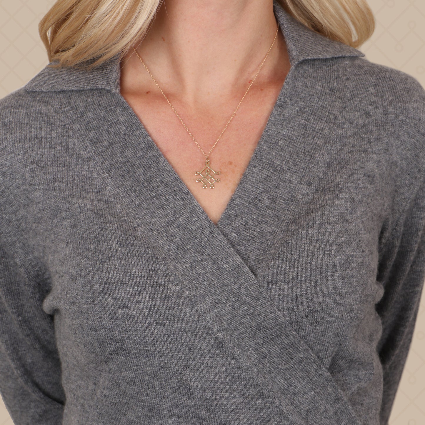 THE ELLE | Collared Wrap Cashmere Sweater | Derby Grey