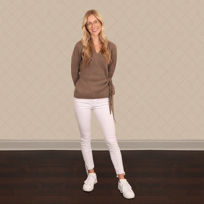 THE NANA | Chunky Wrap Cashmere Sweater - Eco Walnut