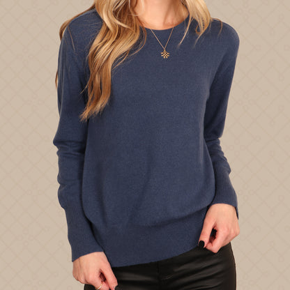 THE ANNELISE | Crew Cashmere Sweater - Prussian Navy